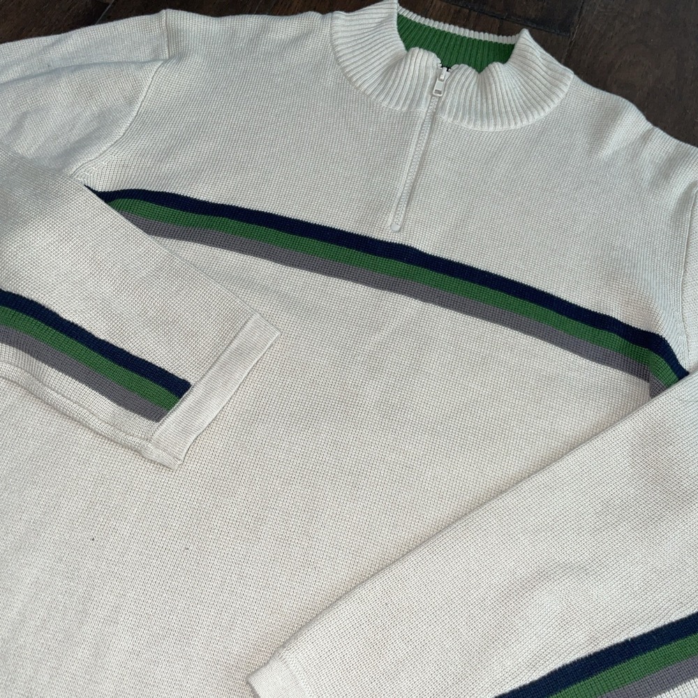 Vintage 90's Y2K Arizona Jean Co Mens Grandpa Sweater Striped Sz XL 1/4‎ Zip